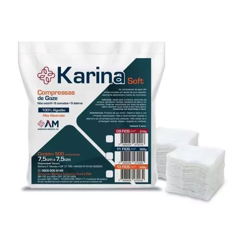 Compressa de Gaze Karina 11 Fios 7,5cm x 7,5cm
